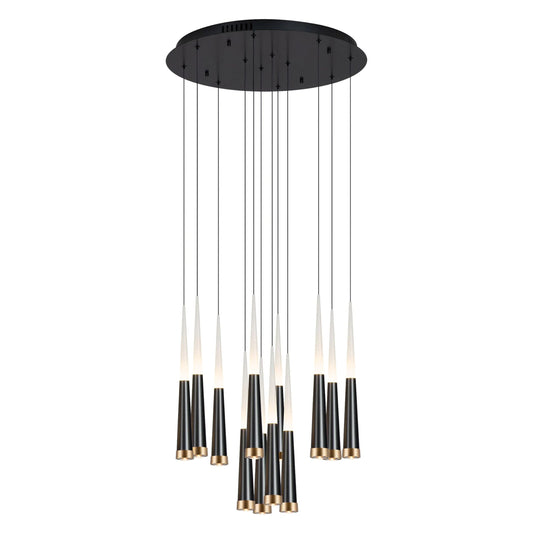 Comet 23.6" Satin Dark Gray/Brushed Champagne Chandelier