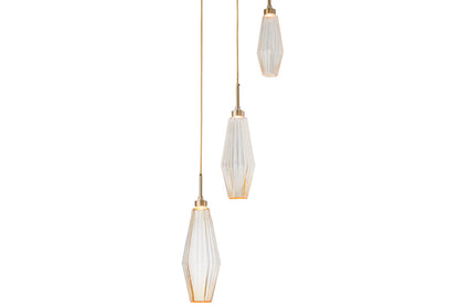 Aalto 37" Wide Artisan Crafted Geometric Optic Glass 6 Light Chandelier
