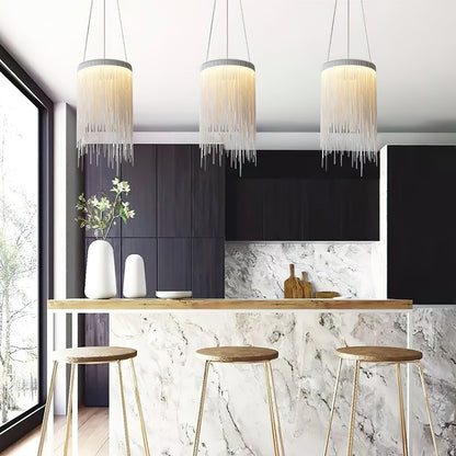 Chrome Chain Tassel Pendant Light