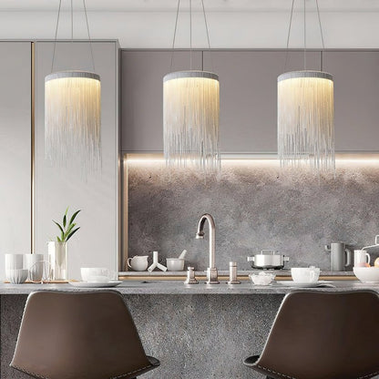 Chrome Chain Tassel Pendant Light