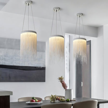 Chrome Chain Tassel Pendant Light
