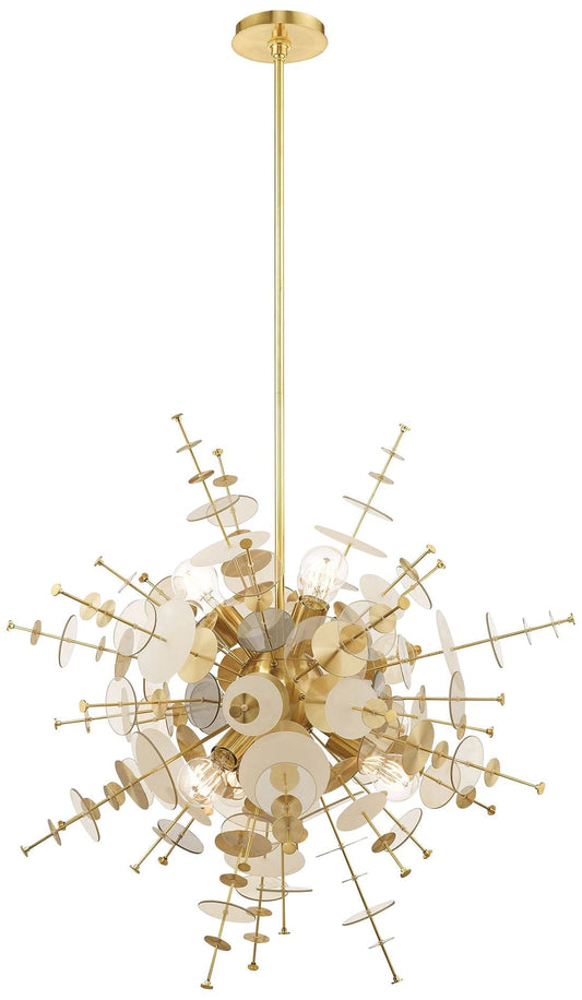 Circulo 30" Wide Satin Brass Starburst Pendant Light