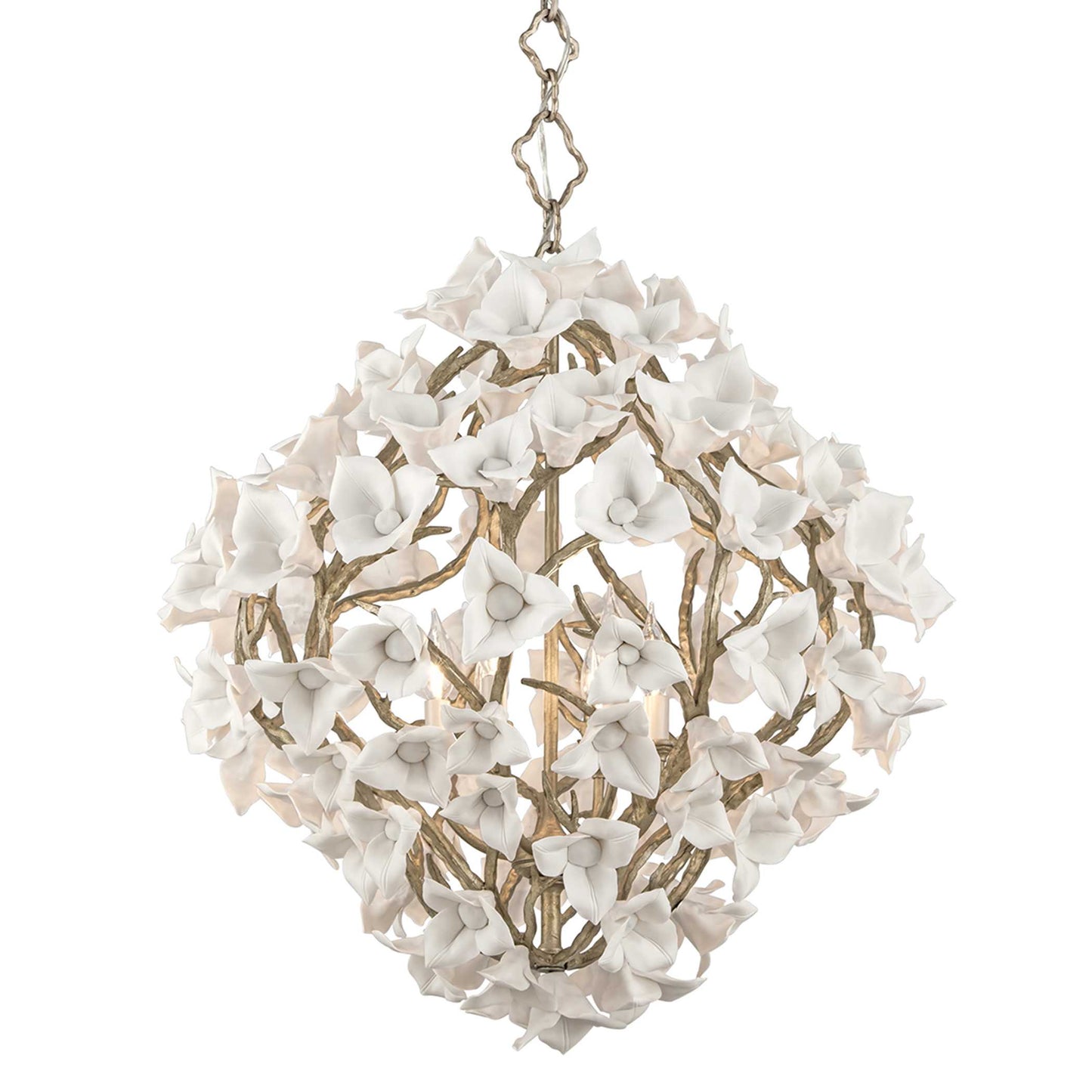 Lily 6 Light 27" Pendant with Hand-Crafted Iron