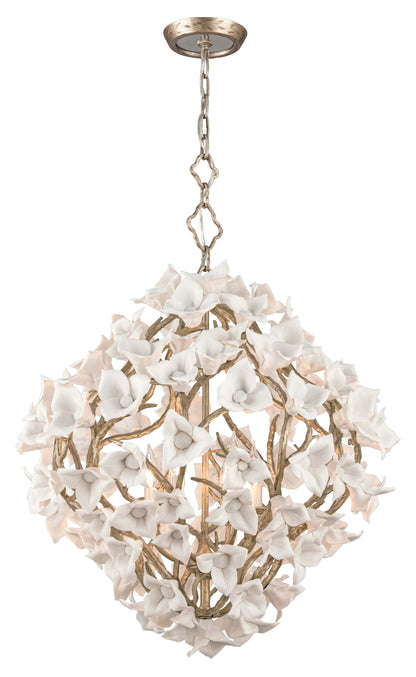 Lily 6 Light 27" Pendant with Hand-Crafted Iron