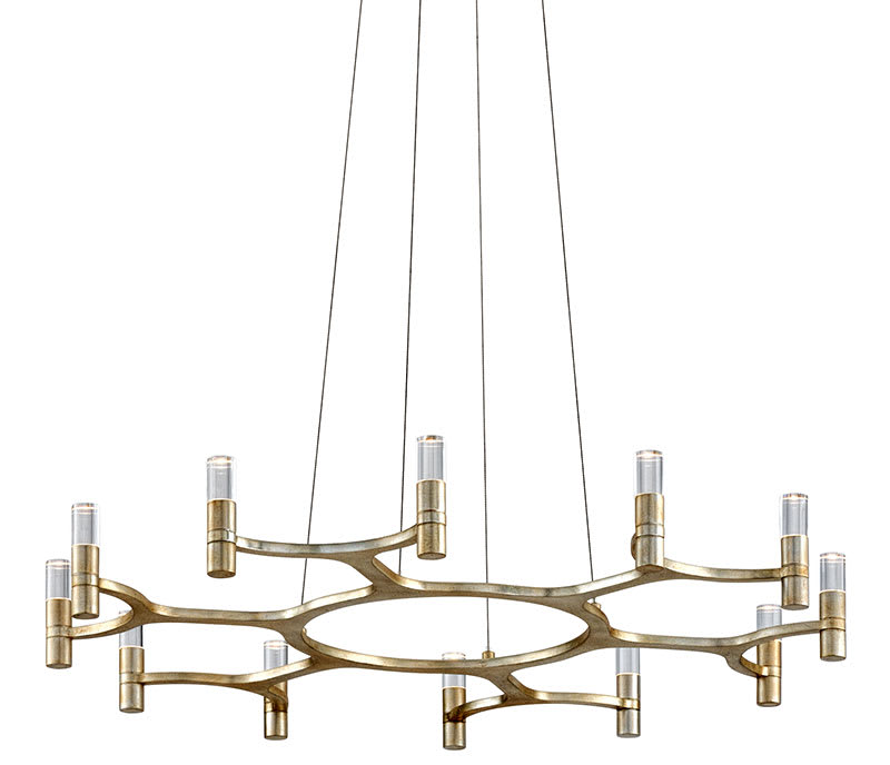 Nexus 38" Wide Integrated LED Chandelier with Crystal Cylinder Shades