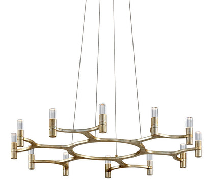 Nexus 38" Wide Integrated LED Chandelier with Crystal Cylinder Shades
