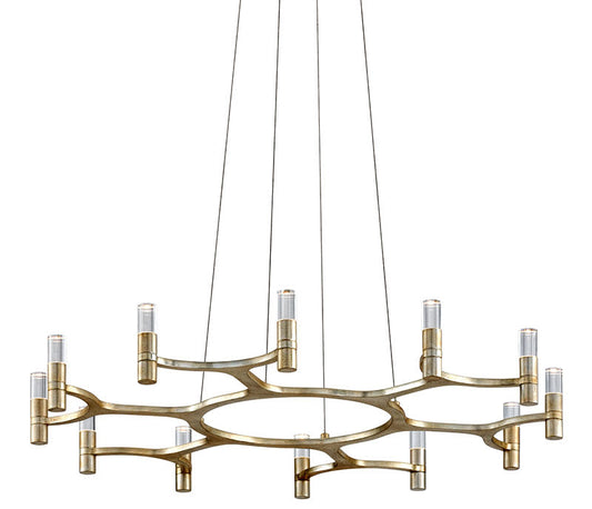 Nexus 38" Wide Integrated LED Chandelier with Crystal Cylinder Shades