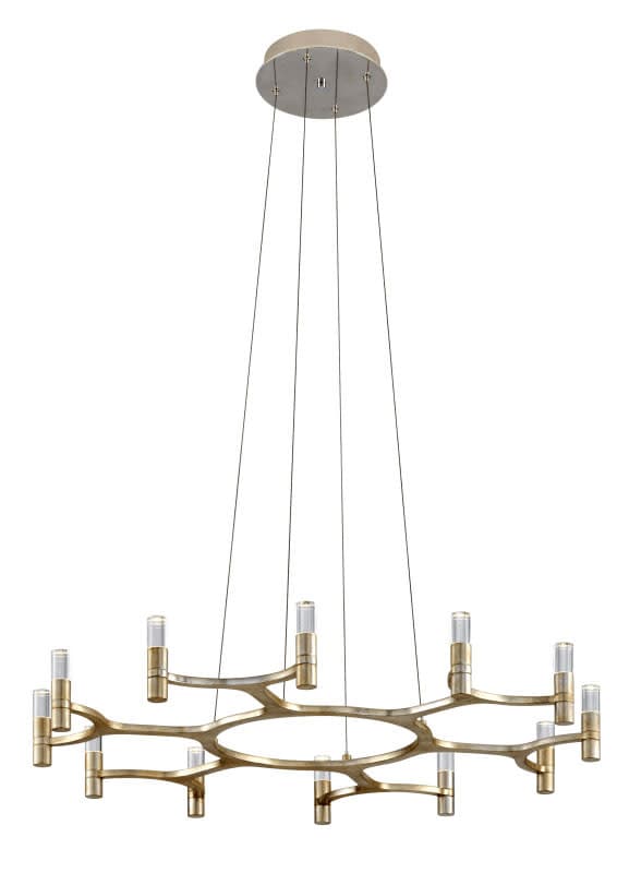 Nexus 38" Wide Integrated LED Chandelier with Crystal Cylinder Shades