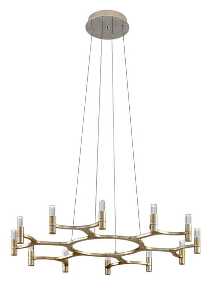 Nexus 38" Wide Integrated LED Chandelier with Crystal Cylinder Shades