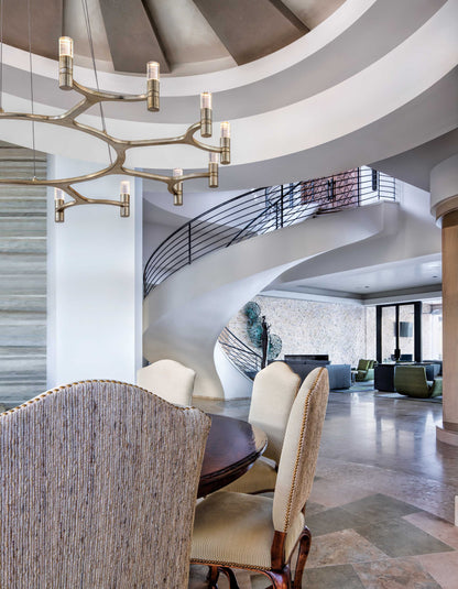 Nexus 38" Wide Integrated LED Chandelier with Crystal Cylinder Shades