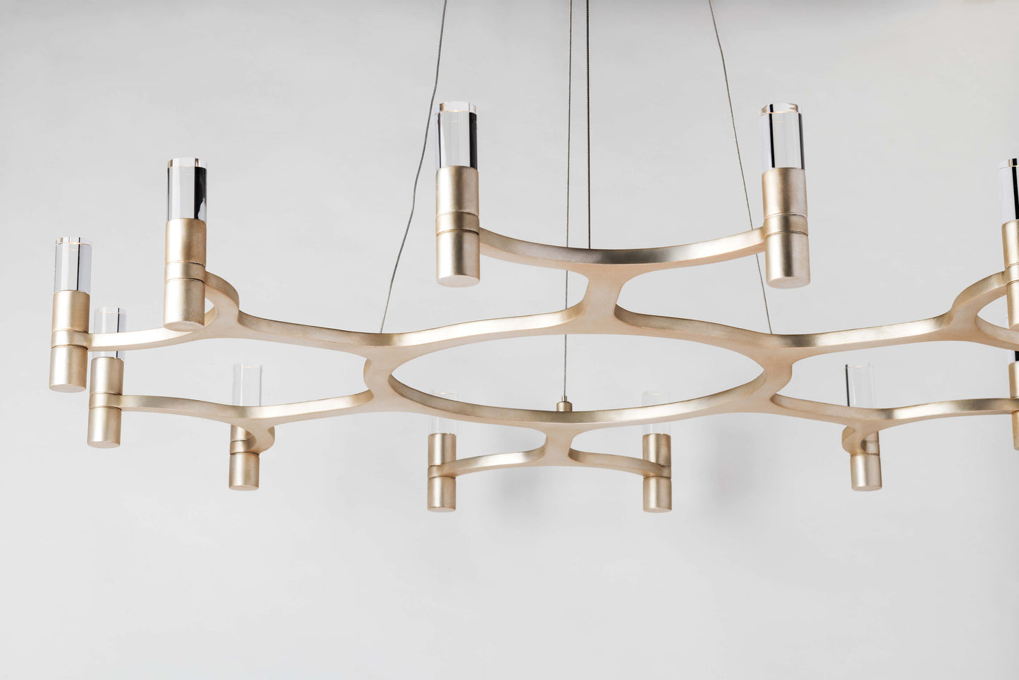 Nexus 38" Wide Integrated LED Chandelier with Crystal Cylinder Shades