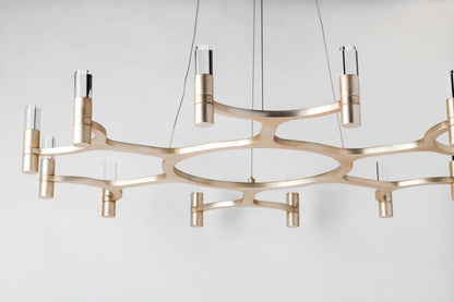 Nexus 38" Wide Integrated LED Chandelier with Crystal Cylinder Shades