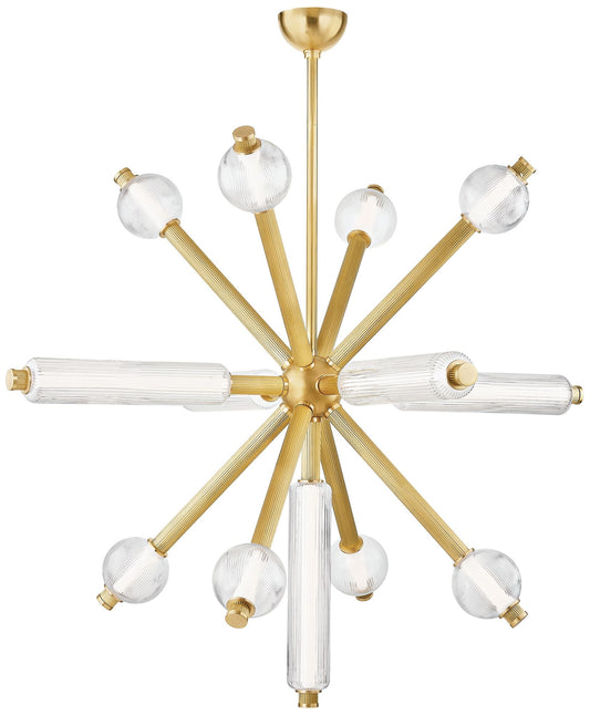 Corbett Lighting Atom 50" 13 Lt. Vintage Brass Chandelier