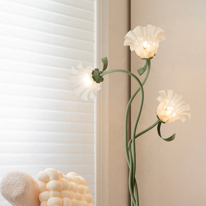 Cream Pastoral Flower Floor Lamp