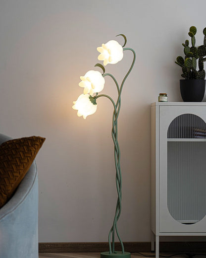 Cream Pastoral Flower Floor Lamp