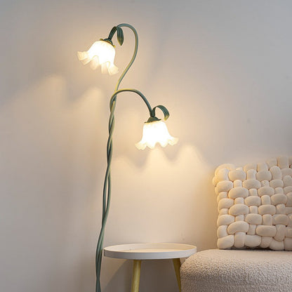 Cream Pastoral Flower Floor Lamp