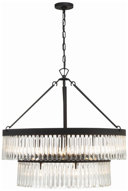 Crystorama  32" Wide Black Forged 9-Light Chandelier