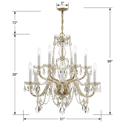 Crystorama Lighting Group Traditional Crystal 12 Light 31" Wide Crystal Chandelier with Swarovski Strass Crystal Accents