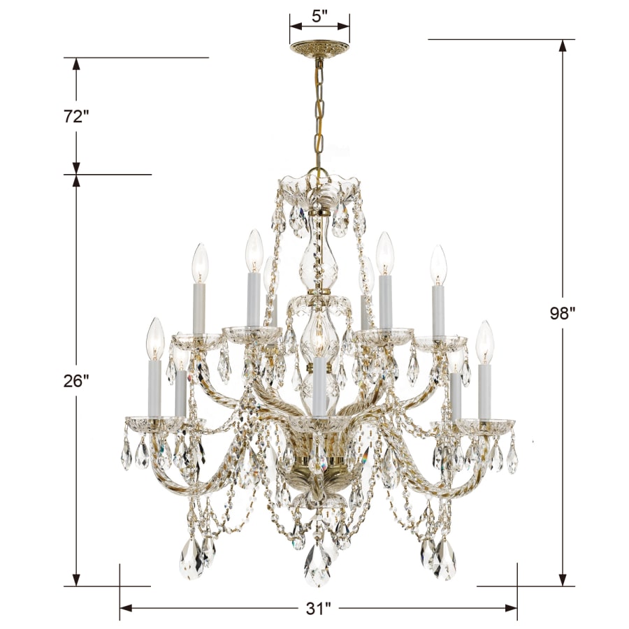Crystorama Lighting Group Traditional Crystal 12 Light 31" Wide Crystal Chandelier with Swarovski Spectra Crystal Accents