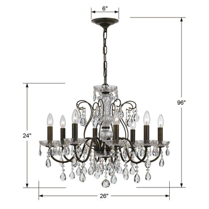 Crystorama Lighting Group Butler 8 Light 26" Wide Crystal Chandelier with Swarovski Strass Crystal Accents