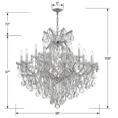 Crystorama Lighting Group Maria Theresa 19 Light 38" Wide Crystal Candle Style Chandelier with Swarovski Strass Crystal Accents