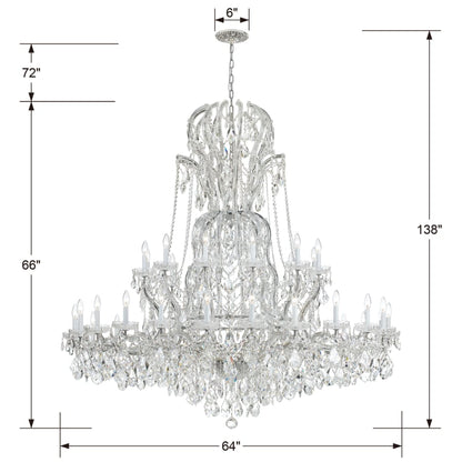 Crystorama Lighting Group Maria Theresa 37 Light 64" Wide Crystal Chandelier with Hand Cut Crystal Accents