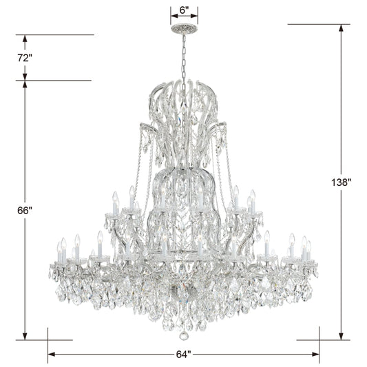 Crystorama Lighting Group Maria Theresa 37 Light 64" Wide Crystal Chandelier with Hand Cut Crystal Accents