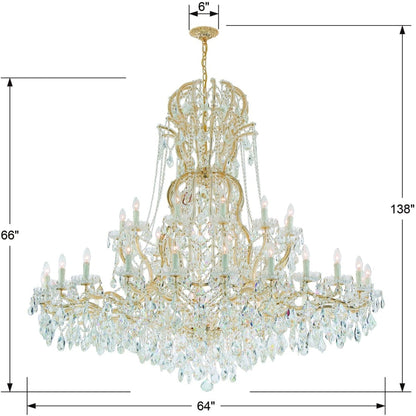 Crystorama Lighting Group Maria Theresa 37 Light 64" Wide Crystal Chandelier with Swarovski Strass Crystal Accents