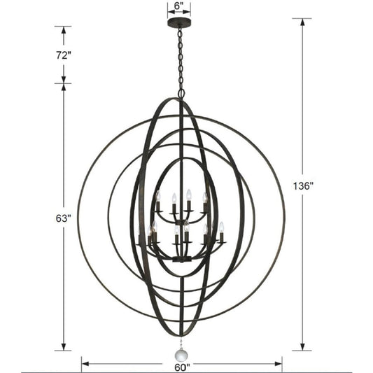 Crystorama Lighting Group Luna 12 Light 60" Wide Taper Candle Chandelier