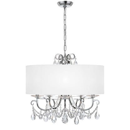 Crystorama Lighting Group Othello 5 Light 24" Wide Crystal Drum Chandelier with Silk Shade and Swarovski Strass Crystal Accents