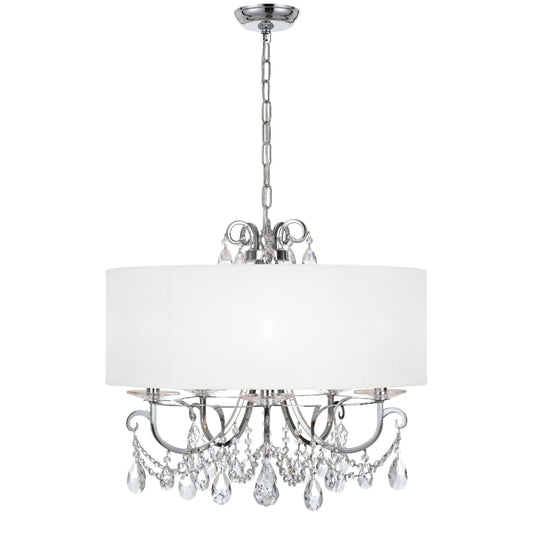 Crystorama Lighting Group Othello 5 Light 24" Wide Crystal Drum Chandelier with Silk Shade and Swarovski Strass Crystal Accents