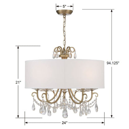Crystorama Lighting Group Othello 5 Light 24" Wide Crystal Drum Chandelier with Silk Shade and Swarovski Strass Crystal Accents
