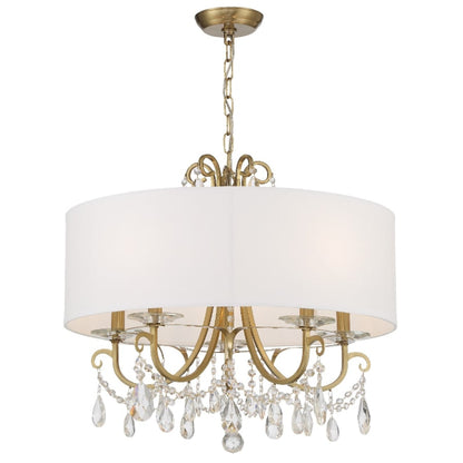 Crystorama Lighting Group Othello 5 Light 24" Wide Crystal Drum Chandelier with Silk Shade and Swarovski Strass Crystal Accents