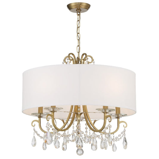 Crystorama Lighting Group Othello 5 Light 24" Wide Crystal Drum Chandelier with Silk Shade and Swarovski Strass Crystal Accents
