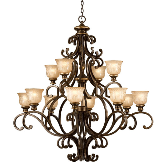 Crystorama Lighting Group Norwalk 12 Light 48" Wide Chandelier Includes Patterned Glass Shades