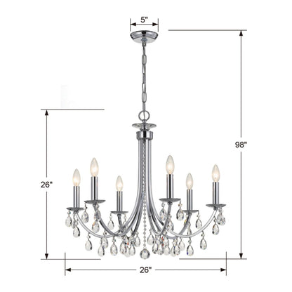 Crystorama Lighting Group Bridgehampton 6 Light 26" Wide Crystal Chandelier with Swarovski Strass Crystal Accents