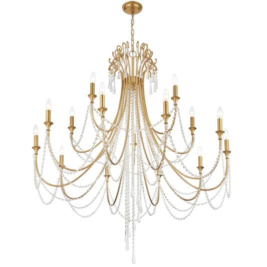 Crystorama Lighting Group Arcadia 15 Light 46" Wide Crystal Candle Style Chandelier with Hand Cut Crystal Accents