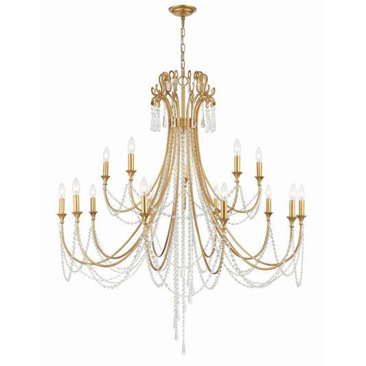 Crystorama Lighting Group Arcadia 15 Light 46" Wide Crystal Candle Style Chandelier with Hand Cut Crystal Accents