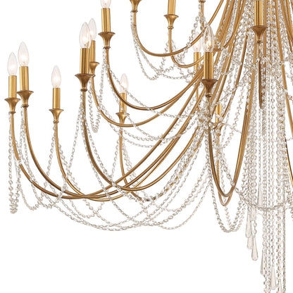 Crystorama Lighting Group Arcadia 28 Light 61" Wide Crystal Candle Style Chandelier with Hand Cut Crystal Accents