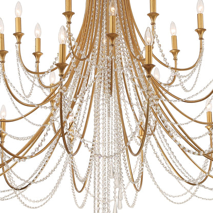 Crystorama Lighting Group Arcadia 28 Light 61" Wide Crystal Candle Style Chandelier with Hand Cut Crystal Accents