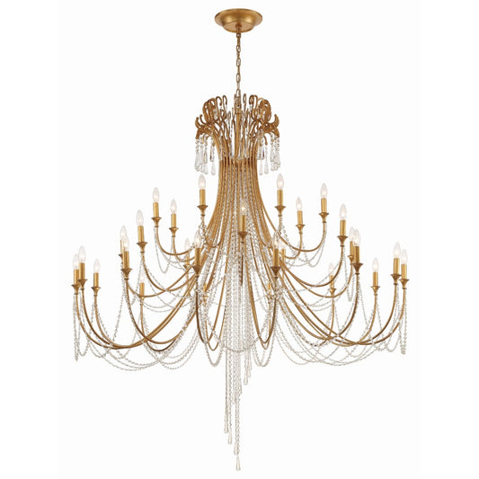 Crystorama Lighting Group Arcadia 28 Light 61" Wide Crystal Candle Style Chandelier with Hand Cut Crystal Accents