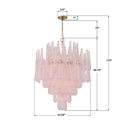 Crystorama Lighting Group Ollie 21 Light 33" Wide Waterfall Chandelier with Textured Sand Glass Shade
