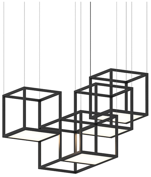 Cubix 48.5" Wide 4.Light Satin Black LED Pendant