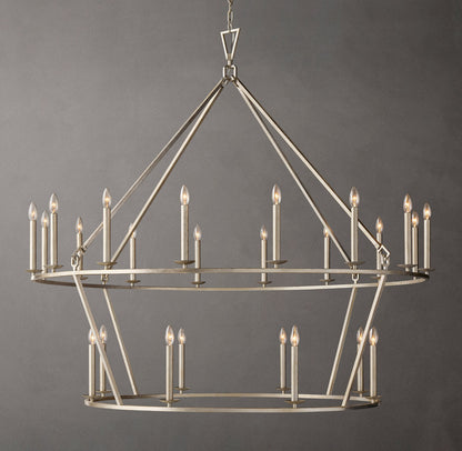 19TH C. ENGLISH OPENWORK TWO-TIER ROUND CHANDELIER 62"