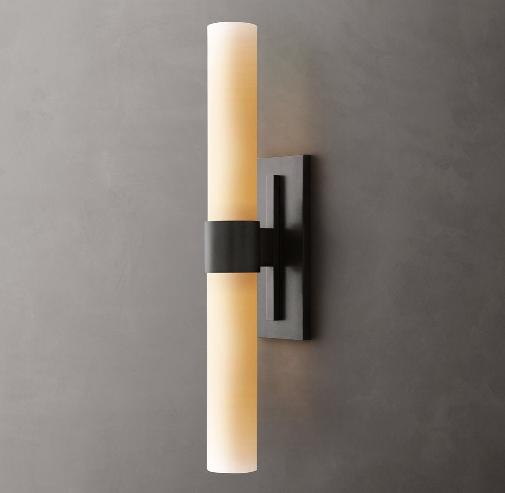 Ravelles Opal Milk Glass Linear Wall Sconce
