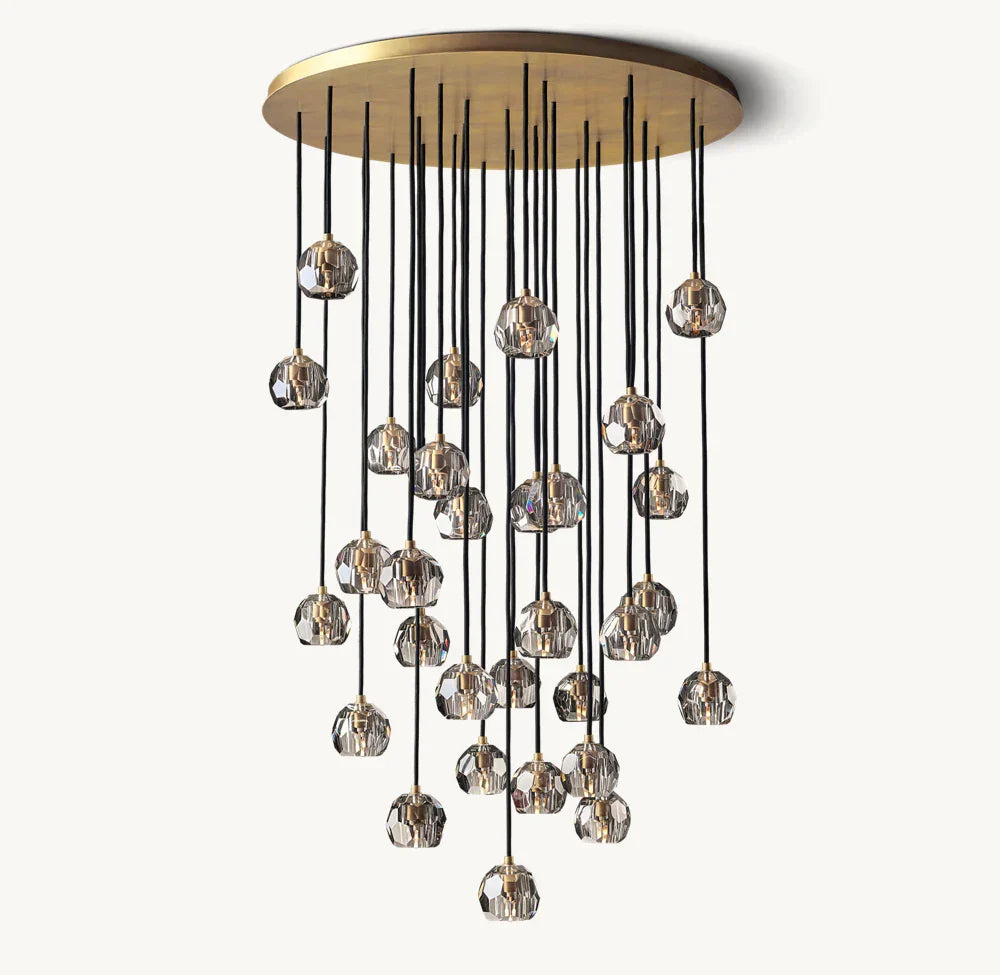 Boule De Cristal Smoke Glass Round Cluster Chandelier 40"