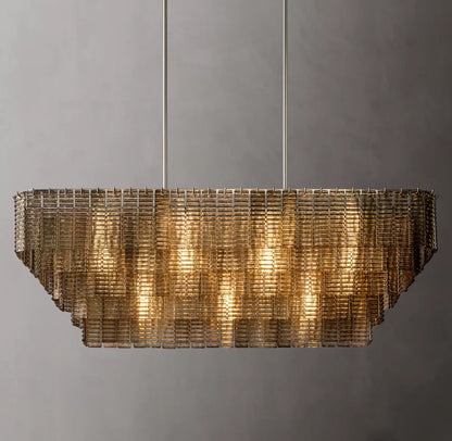 Sirene Smoke Glass Rectangular Chandelier 59"