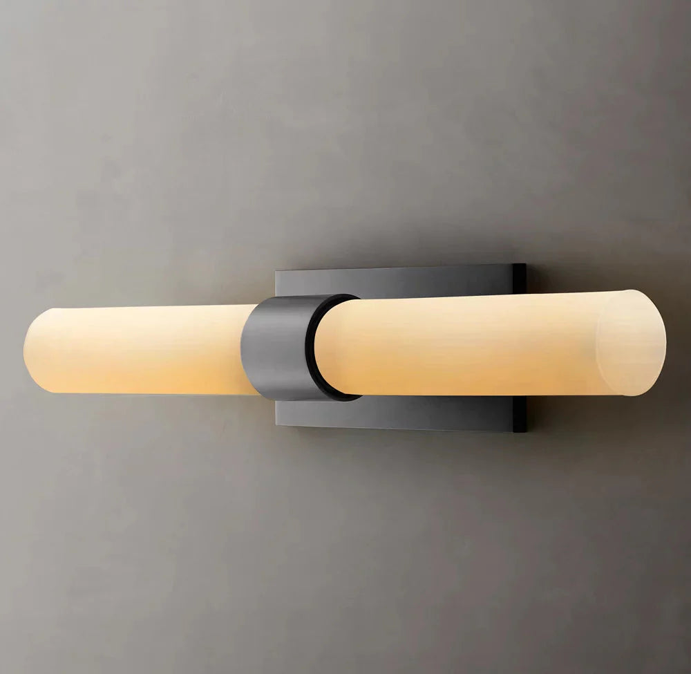 Ravelles Opal Milk Glass Linear Wall Sconce