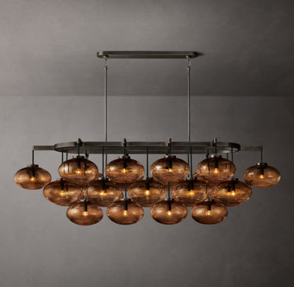 Cabrette Amber Glass Linear Chandelier 72"