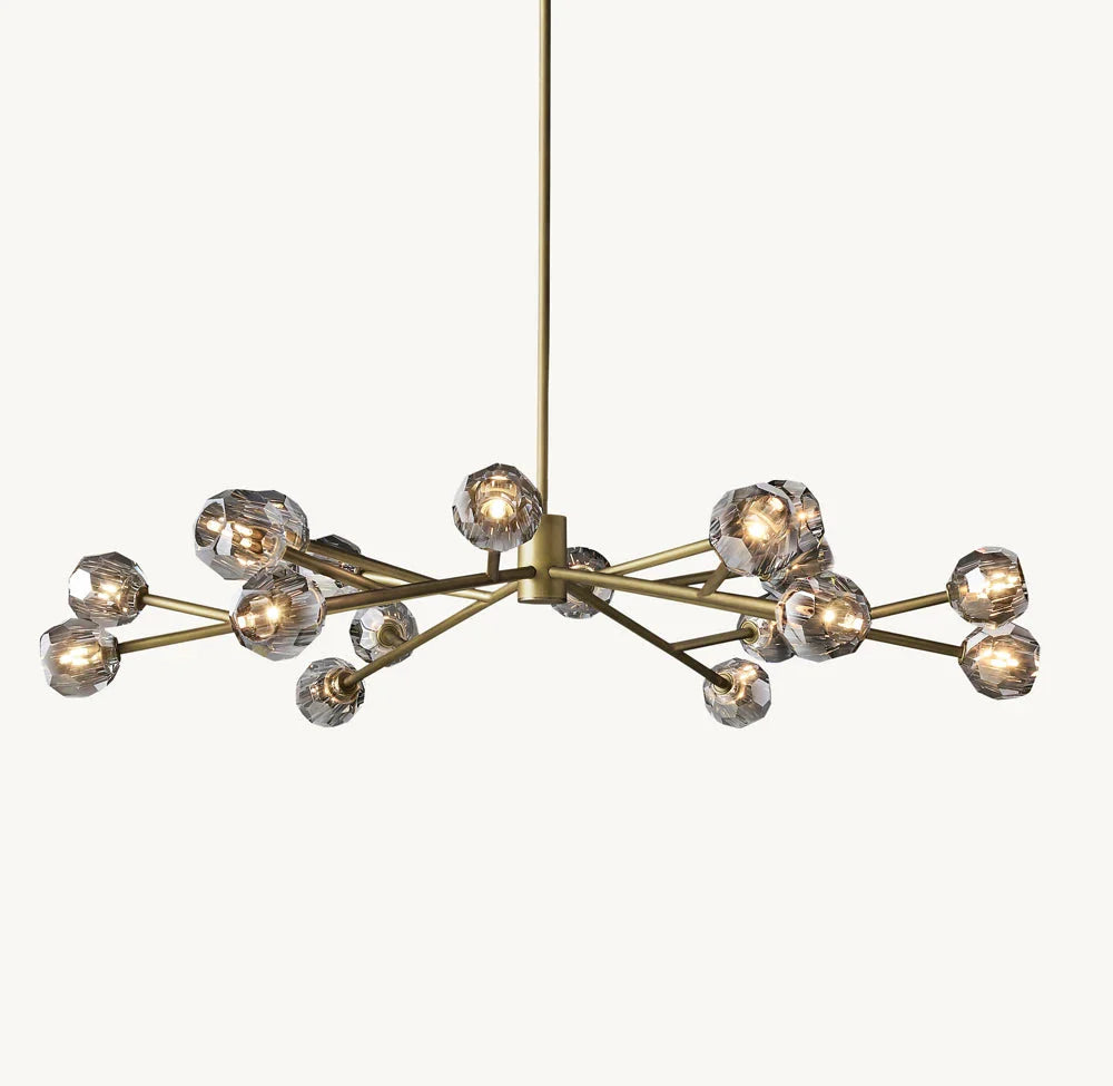 Crystal Sphere Tinted Glass Circular Chandelier 60"